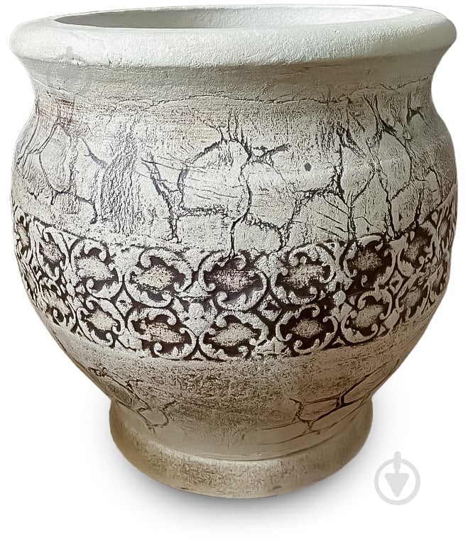 Горщик посадковий шамот Амір круглий античний коричневий із білим 28 л Наша Кераміка - фото 1