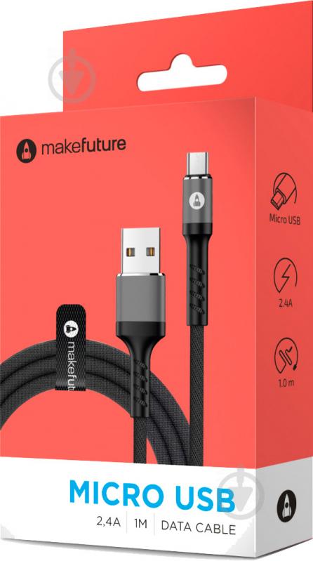 Кабель MakeFuture USB – microUSB 1 м черный (MCB-MD1GR) (2.4A) Denim Grey - фото 2