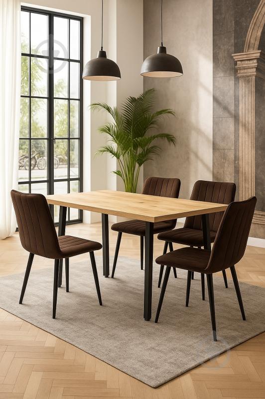 Стілець TWINSANN Міо 450x600x830 мм (ніжки конусні метал) коричневий / чорний - фото 2