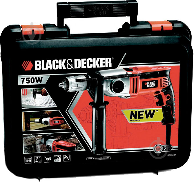 Дриль ударний Black+Decker металевий патрон KR7532K - фото 8