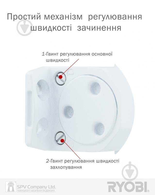 Доводчик дверной RYOBI 1500 D-1554 STD ARM EN 2/3/4 1100 мм Fire белый 80 кг - фото 3