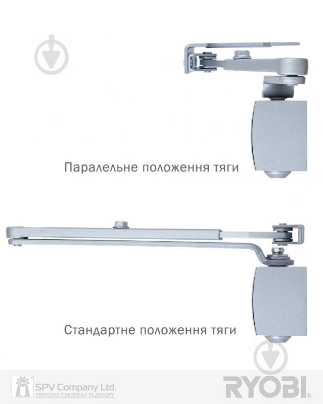 Доводчик дверной RYOBI 1200 D-1200P(U) UNIV ARM EN 2/3/4 1100 мм серебряный 80 кг - фото 4