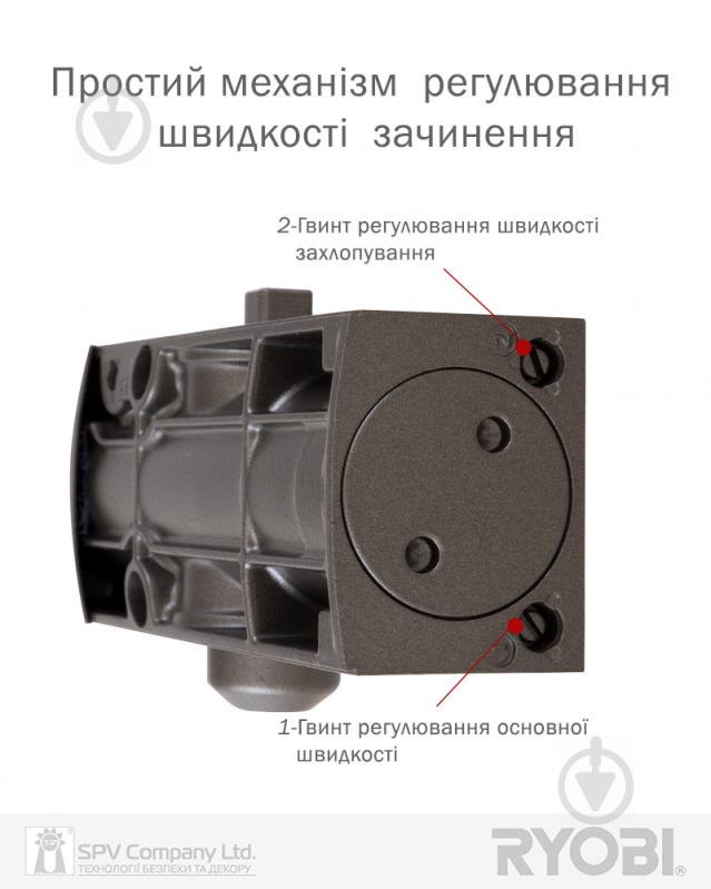 Доводчик дверной RYOBI 1200 D-1200P(U) UNIV ARM EN 2/3/4 1100 мм металлик бронзовый 80 кг - фото 3