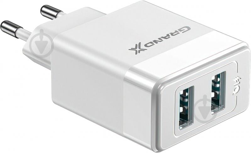 Зарядний пристрій Grand-X CH-50W 2USB 5V 2,4A White - фото 2 Зарядний пристрій Grand-X CH-50W 2USB 5V 2,4A White - фото 2