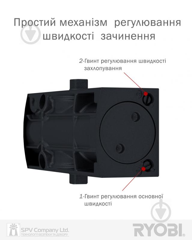 Доводчик дверной RYOBI 1200 D-1200P(U) UNIV ARM EN 2/3/4 1100 мм серый антрацит 80 кг - фото 3