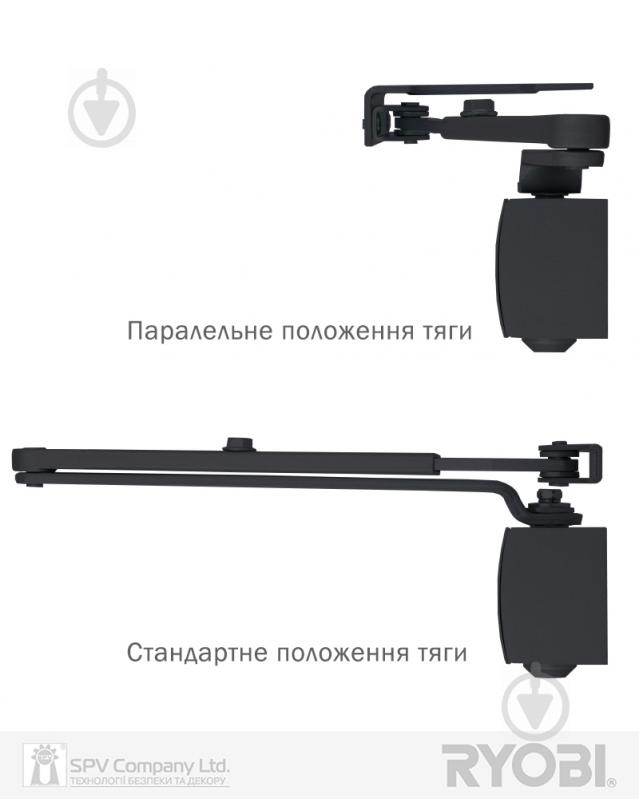 Доводчик дверной RYOBI 1200 D-1200P(U) UNIV ARM EN 2/3/4 1100 мм серый антрацит 80 кг - фото 4