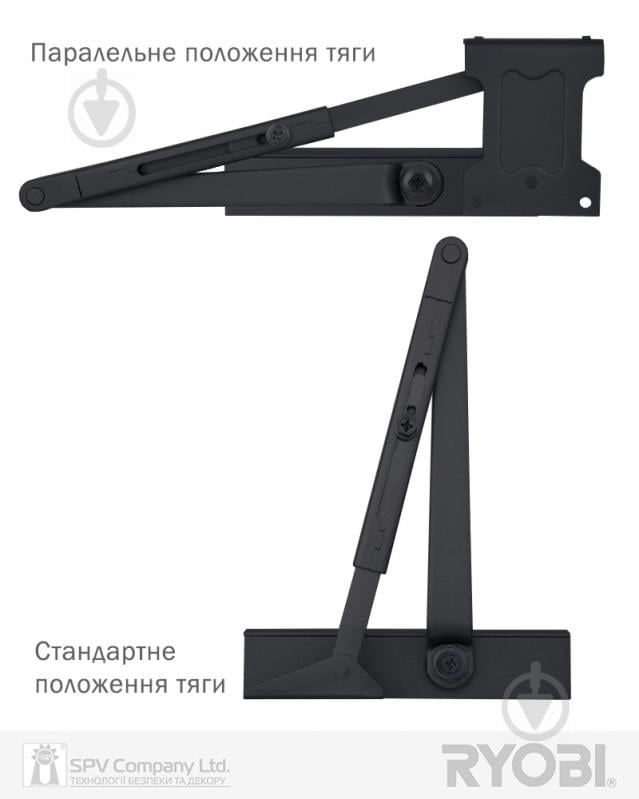 Доводчик дверной RYOBI 1200 D-1200P(U) UNIV ARM EN 2/3/4 1100 мм серый антрацит 80 кг - фото 5