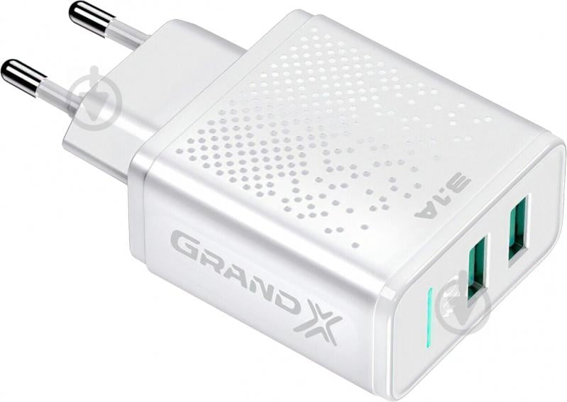 Зарядний пристрій Grand-X CH-60W 2USB 5V 3,1A White - фото 2