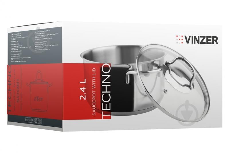 Кастрюля с крышкой Vinzer 2.4 л Techno Series 89081 - фото 3