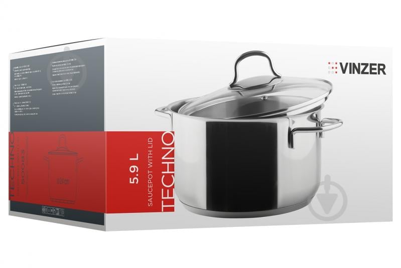 Кастрюля с крышкой Vinzer 5.9 л Techno Series 89083 - фото 3