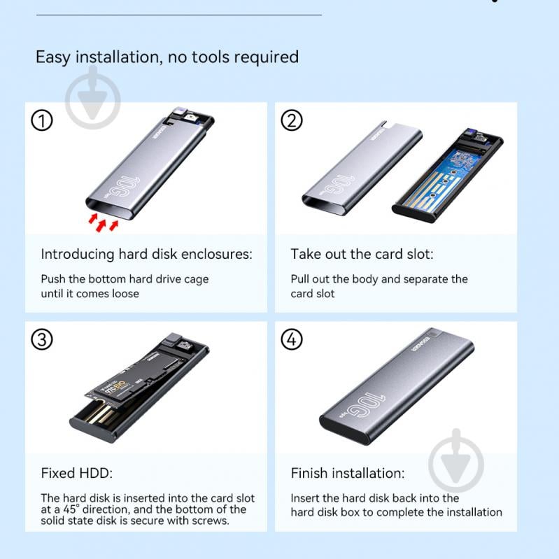 Внешний карман Essager для SSD M.2 SATA/NVME Navy Dual Protocols Hard Drive Gre EYPSN-XJ0G-Z - фото 9