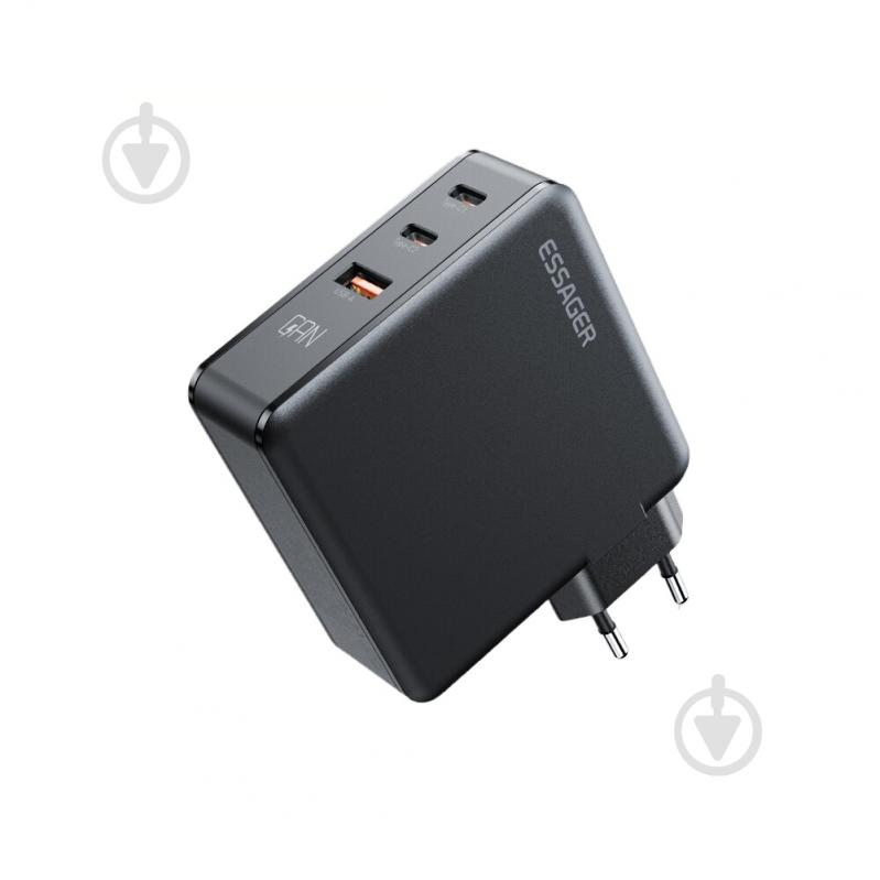 Зарядний пристрій Essager Advance 140W GaN Travel Charger 2 C + USB A EU Black (ECT2CA-ZCB01-Z) - фото 2