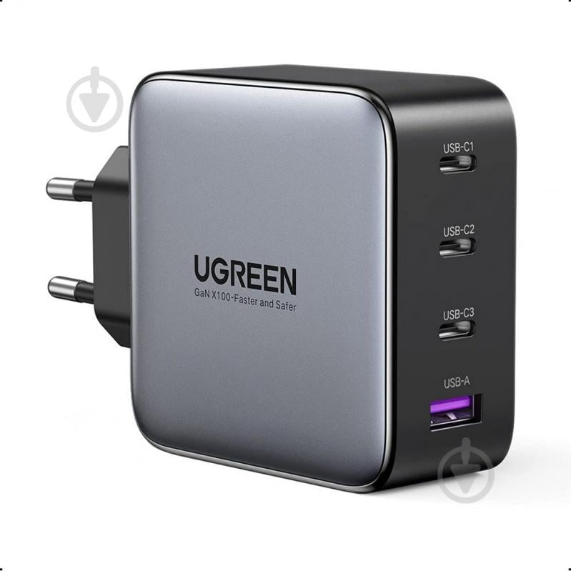 Зарядний пристрій UGREEN UGREEN CD226 USB-A+3xUSB-C 100W GaN Tech Fast Charger Grey (40747) - фото 1