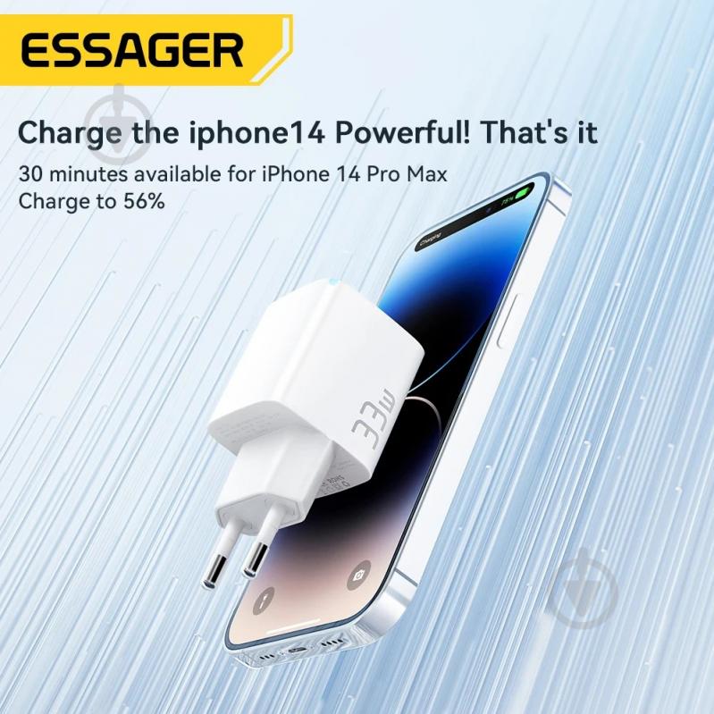 Зарядний пристрій Essager Мережевий зарядний пристрій ESSAGER PoleStar GaN 33W Travel Phone Charger USB A - фото 4