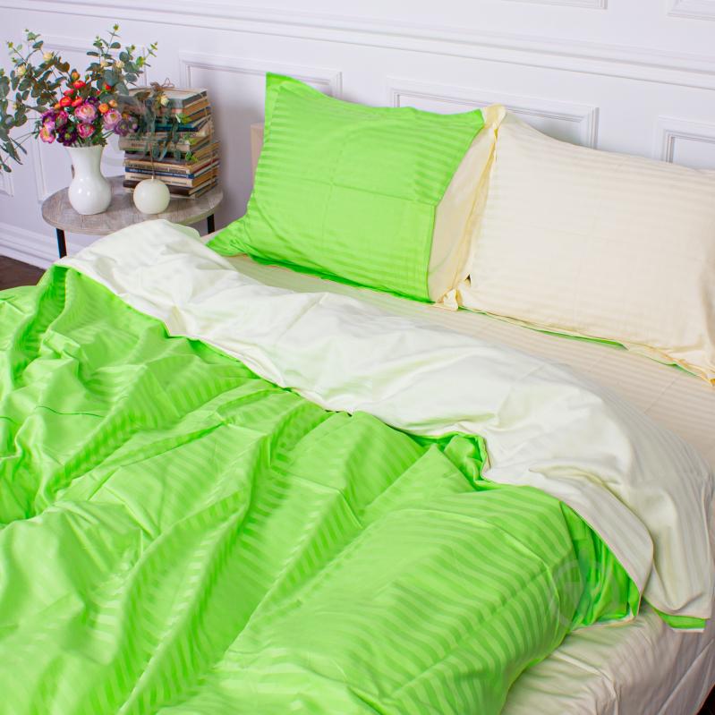 Комплект постельного белья Satin Stripe 30-0016+30-0002 Elaija 220х240 см салатовый/желтый MirSon - фото 4 Комплект постельного белья Satin Stripe 30-0016+30-0002 Elaija 220х240 см салатовый/желтый MirSon - фото 4