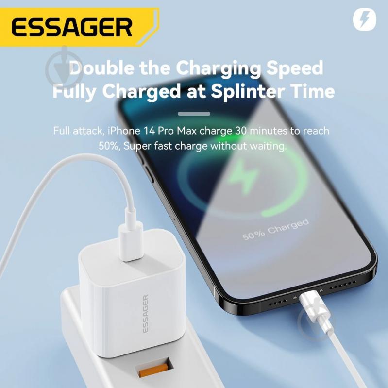 Зарядное устройство Essager Сетевое зарядное устройство Essager Vanjane Travel Phone Charger Set PD20W EU (ECTC-FJB02-P) - фото 4