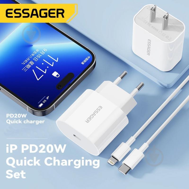 Зарядное устройство Essager Сетевое зарядное устройство Essager Vanjane Travel Phone Charger Set PD20W EU (ECTC-FJB02-P) - фото 5