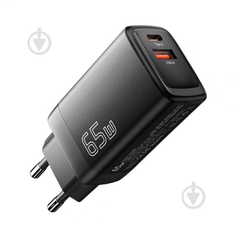 Зарядное устройство Essager Сетевое зарядное устройств Essager Ruiy 65W GaN Charger-Dual Ports Travel Charger C+A Black (ECTAC-RYB01-Z) - фото 1