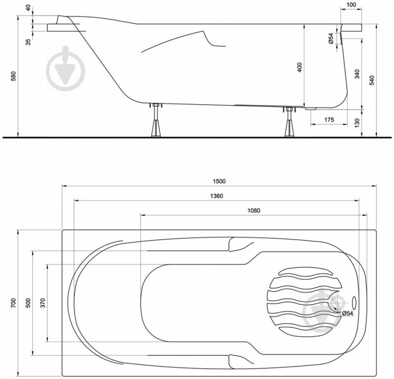 Ванна акрилова Kolo Diuna XWP3150000 150х70 см - фото 3