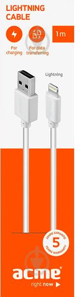 Кабель Acme Lightning – USB 2 м белый (4770070879139) CB1032W - фото 3