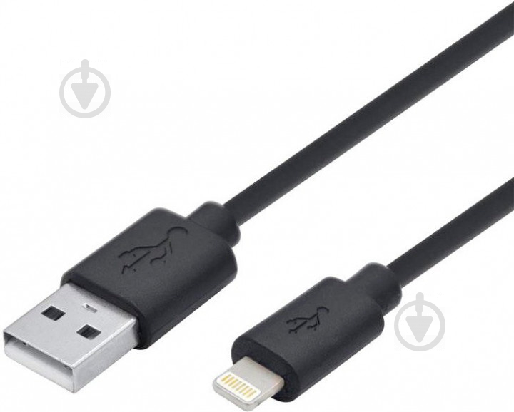 Кабель 2E Lightning – USB 1 м черный (2E-CCLPVC-1MBL) Single Molding Type - фото 1