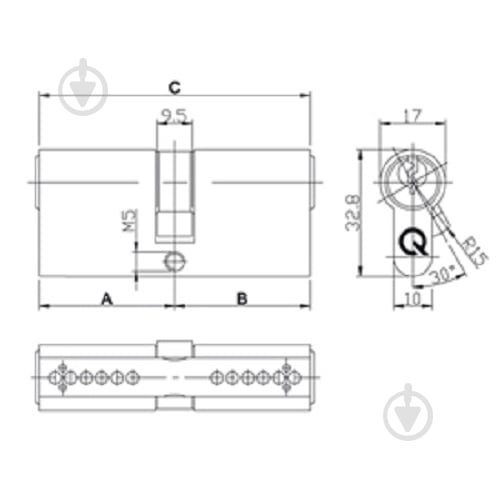 Цилиндр GreenteQ 45x50 ключ-ключ 95 мм матовый никель SX 95 GF45/50 - фото 2