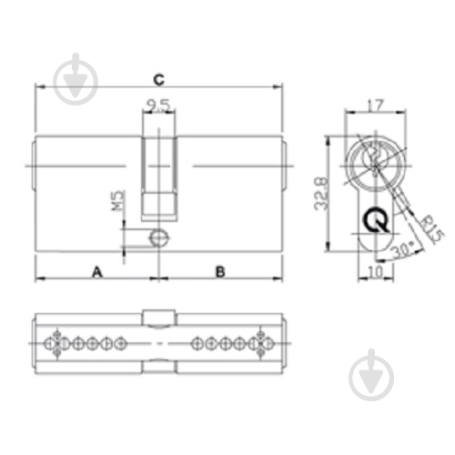 Циліндр GreenteQ 30x30 ключ-ключ 60 мм нікель SX60 GF30/30 - фото 2