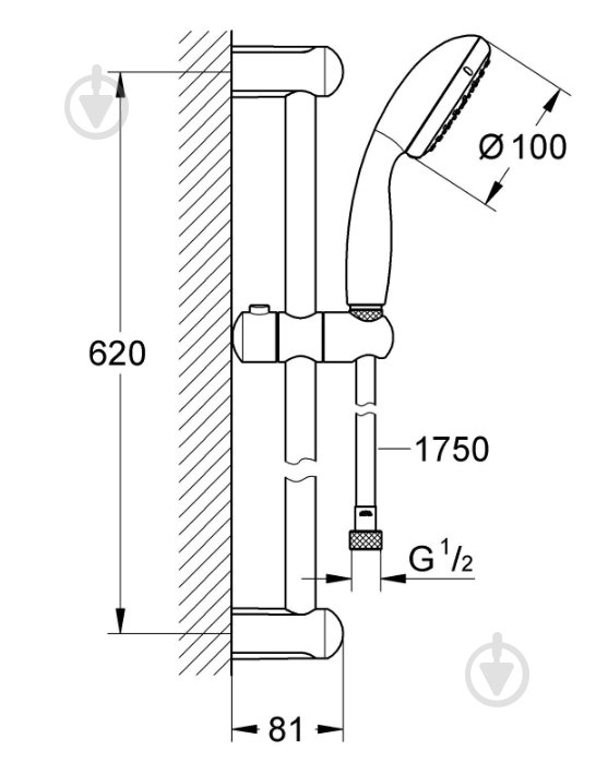 Душевой гарнитур Grohe Vitalio Go 100 (26196000) - фото 4