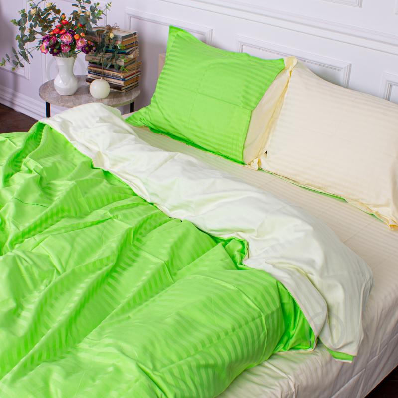 Комплект постельного белья Satin Stripe 30-0016+30-0002 Elaija 2х143х210 см салатовый/желтый MirSon - фото 3 Комплект постельного белья Satin Stripe 30-0016+30-0002 Elaija 2х143х210 см салатовый/желтый MirSon - фото 3