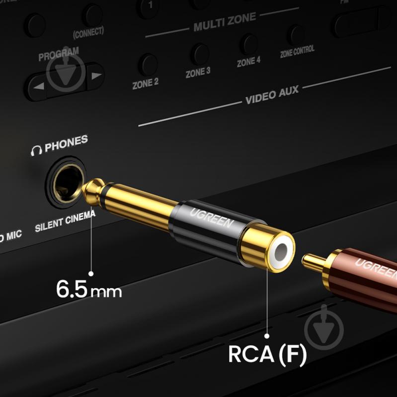 Перехідник UGREEN AV169 6.35mm Male to RCA Female Adapter Black (80731) 0,05 м black (80731) - фото 3