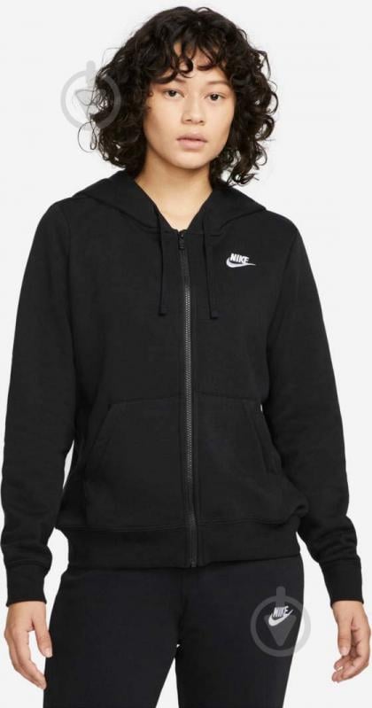 Джемпер Nike W NSW CLUB FLC FZ HOODIE STD DQ5471-010 р.M черный - фото 2