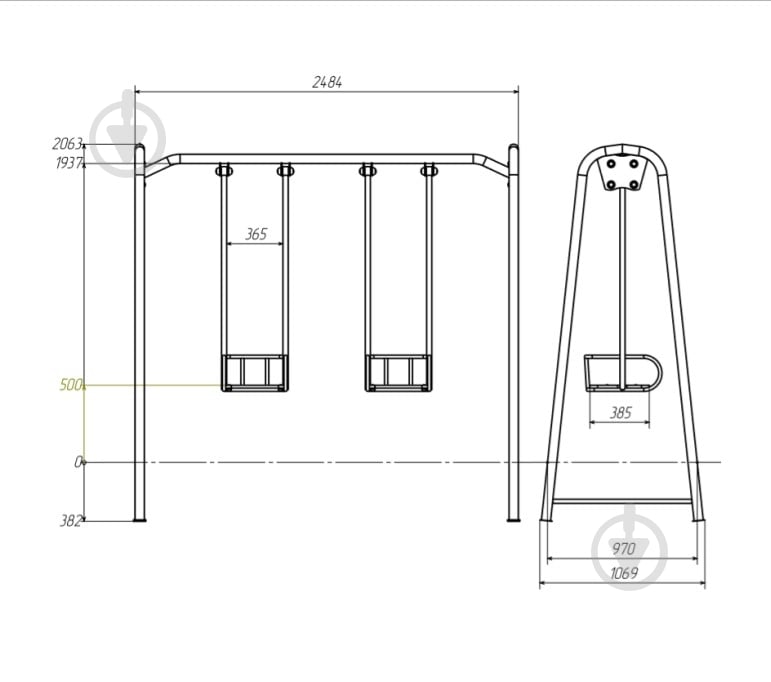 Качели двойные BruStyle большая DIO-312 - фото 5 Качели двойные BruStyle большая DIO-312 - фото 5