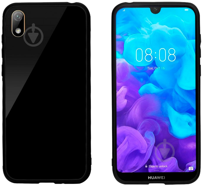 Чехол защитный Intaleo (Real Glass) black полиуретановый для Huawei Y5 2019 - фото 1