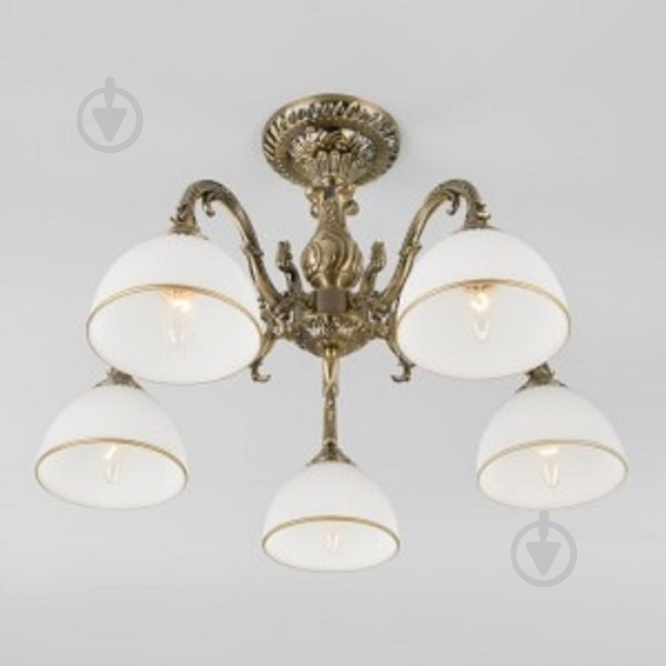 Люстра потолочная Strotskis Caldera 5x60 Вт E27 античная бронза/белый 60106/5 - фото 2