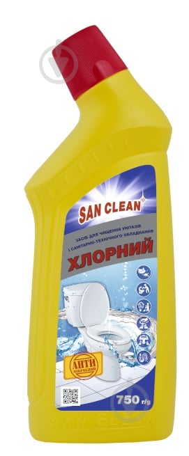 Засіб для чищення унітаза SAN CLEAN Хлорний 750 г - фото 1