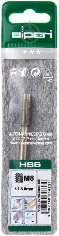 Метчик ручной M8  Alpen PLT 70800800100 - фото 6