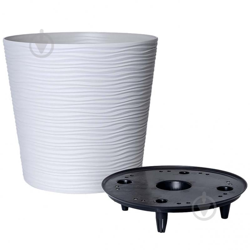 Вазон пластик Ф'южн круглий біла роза 22 л Алеана (127074) - фото 1