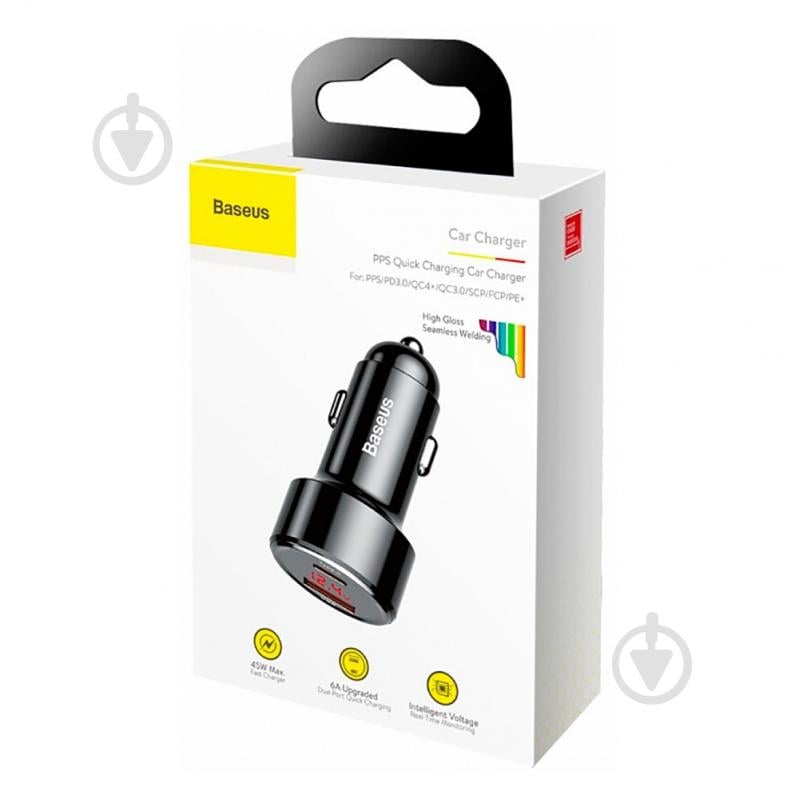 Автомобільний зарядний пристрій BASEUS Magic Series PPS 45W Black - фото 4 Автомобільний зарядний пристрій BASEUS Magic Series PPS 45W Black - фото 4