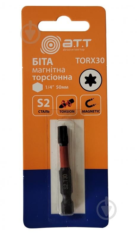 Біта торсіонна A.T.T. магнітна TORX30 50 мм 1/4 сталь S2 1 шт. - фото 1