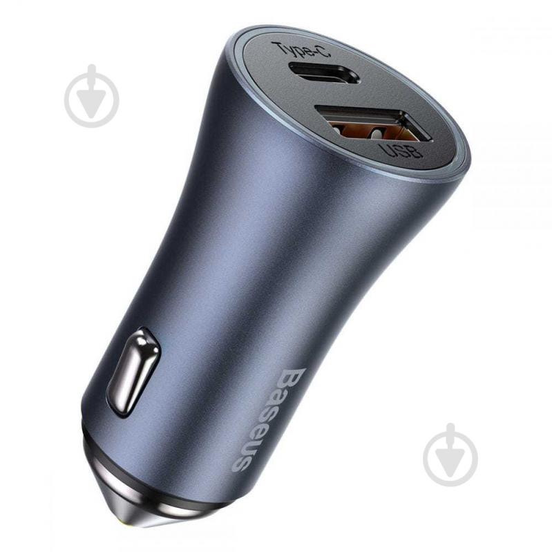 Автомобільний зарядний пристрій BASEUS Golden Contactor Pro Dual Quick Charger Car Charger U+C 40W Dark Gray - фото 1