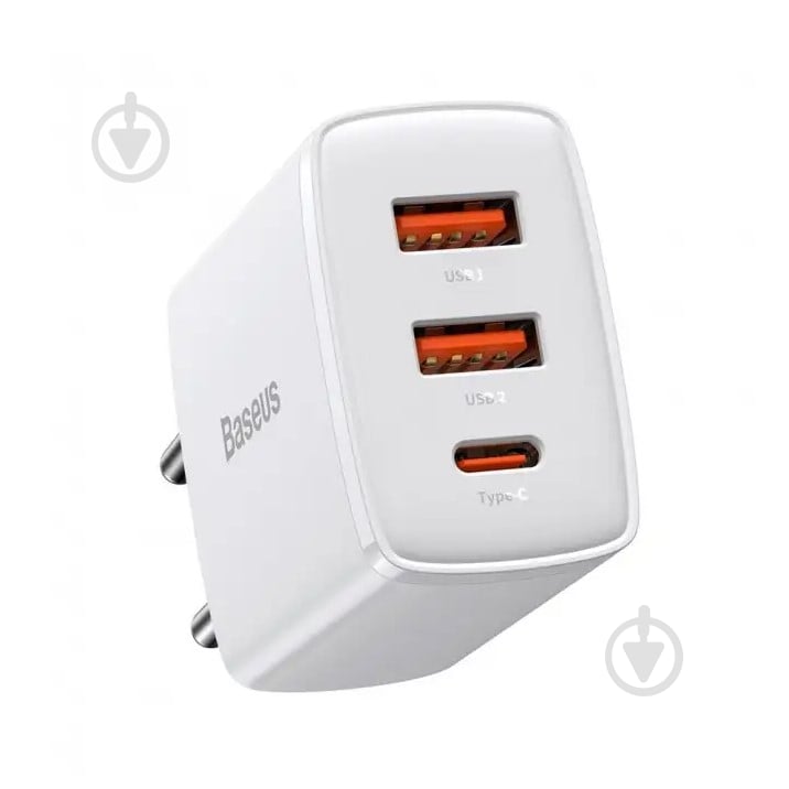 Сетевое зарядное устройство BASEUS Compact Quick Charger 2U+C 30W EU White - фото 1