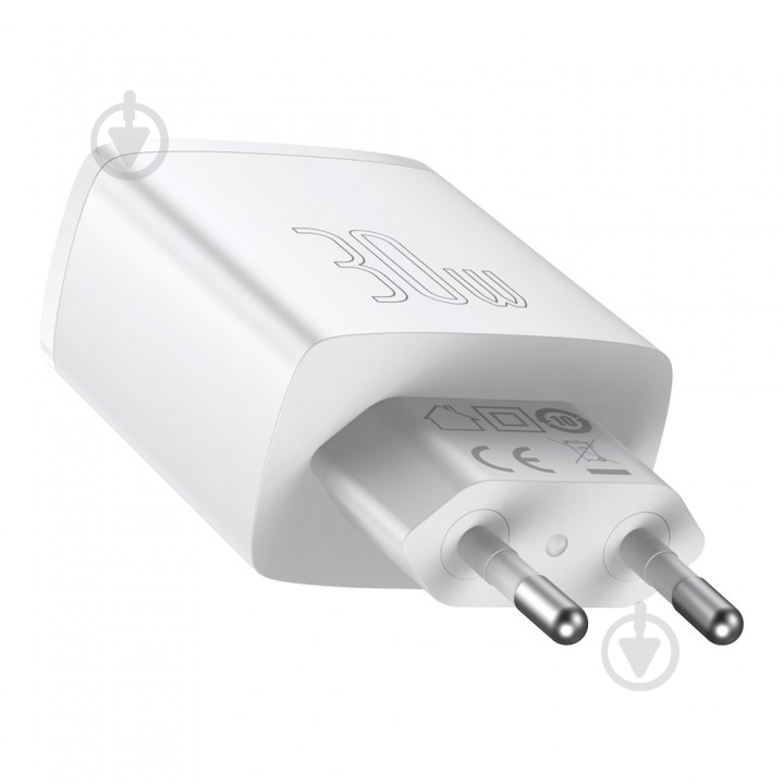 Мережевий зарядний пристрій BASEUS Compact Quick Charger 2U+C 30W EU White - фото 2