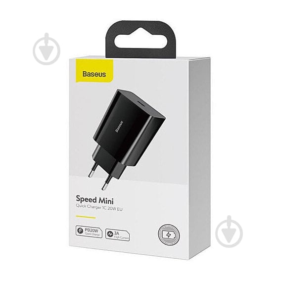 Мережевий зарядний пристрій BASEUS Speed Mini Quick Charger 1C 20W EU Black - фото 6