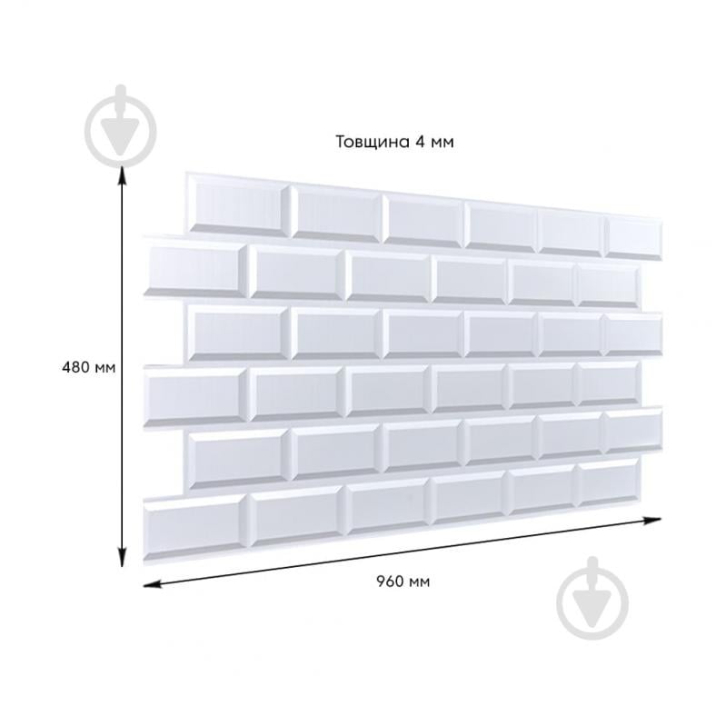 3D-панель с ПВХ Sticker Wall белый клинкерный кирпич 960х480х4 мм (1431) - фото 2