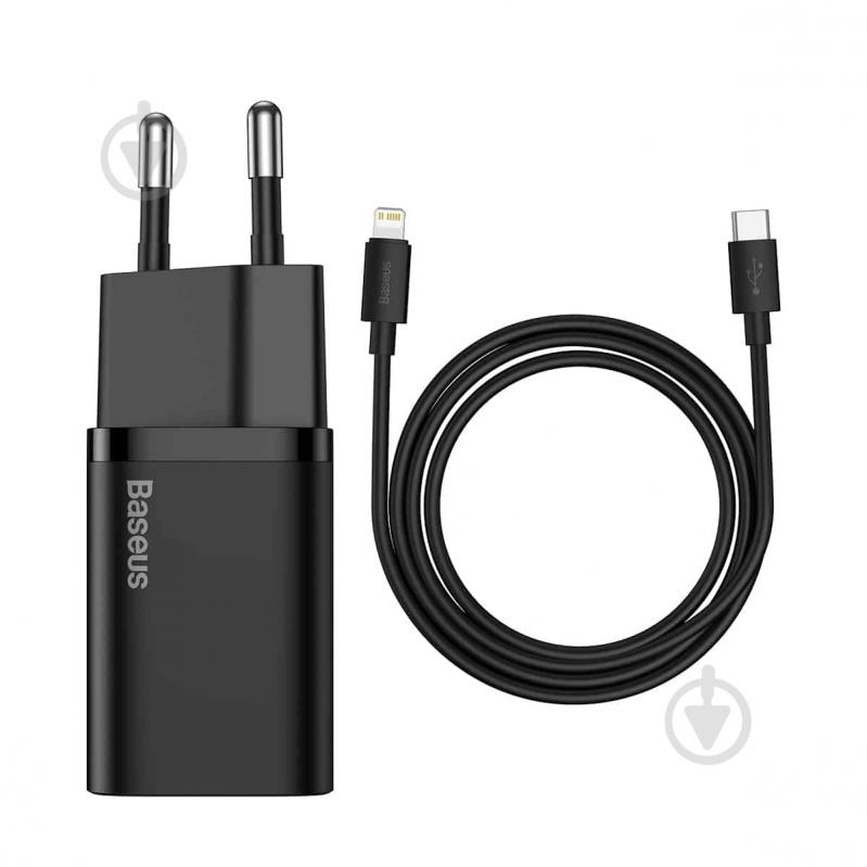 Сетевое зарядное устройство Super Si 1C 20W With Simple Wisdom Data Cable Type-C/iP 1m Black - фото 3