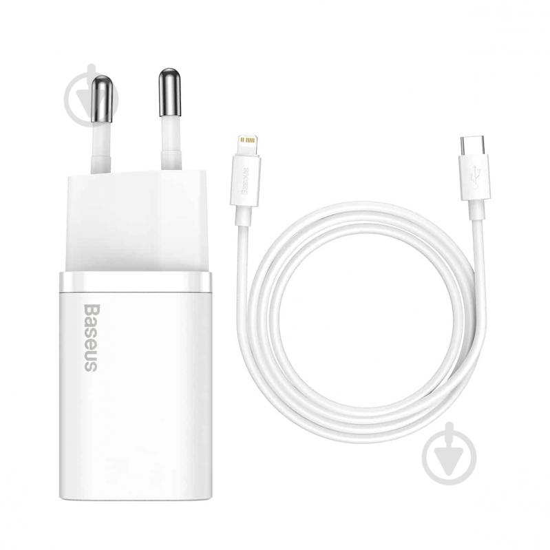 Сетевое зарядное устройство Super Si 1C 20W With Simple Wisdom Data Cable Type-C/iP 1m White - фото 1