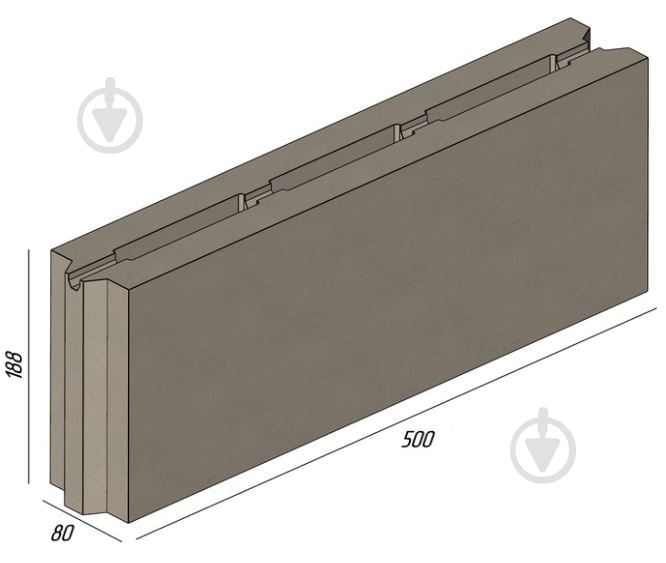 Блок бетонний KOLIZEY 500х80х188 мм - фото 3