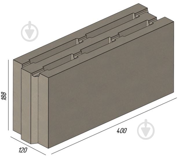 Блок бетонний KOLIZEY 400x120x188 мм - фото 2