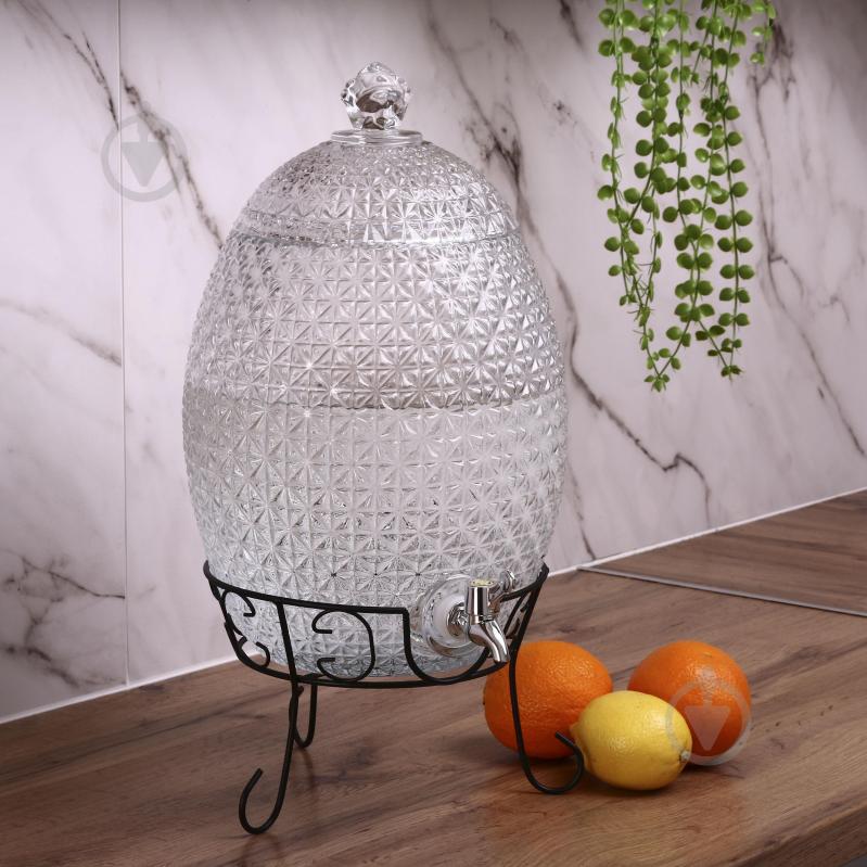 Емкость для напитков Maxmark Рineapple 10 л с крышкой и краном на металлической подставке - фото 6