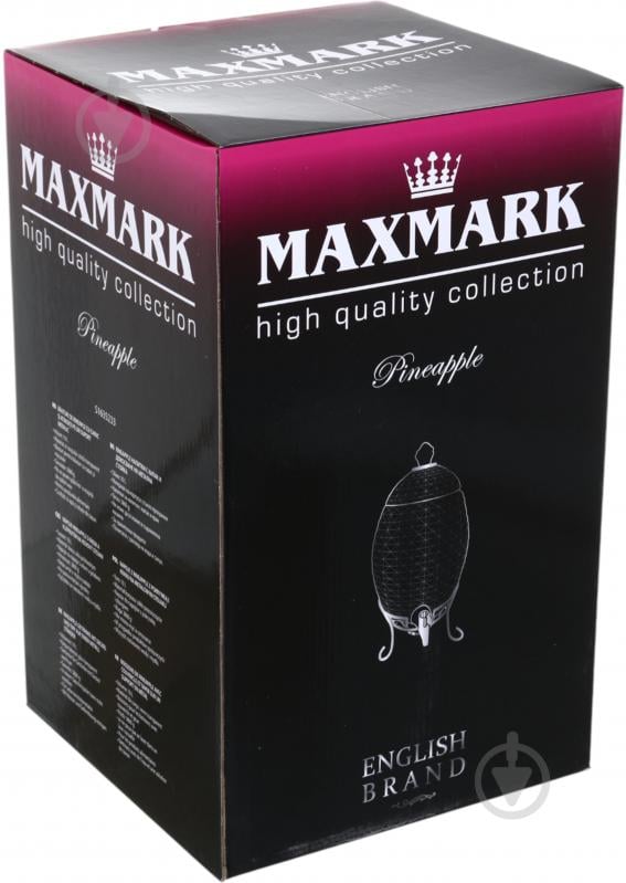 Емкость для напитков Maxmark Рineapple 10 л с крышкой и краном на металлической подставке - фото 4
